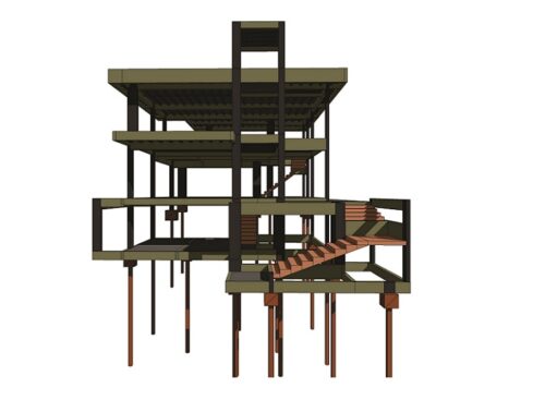 Imagem 3D do projeto TA. Projeto Estrutural Felipe Dircksen