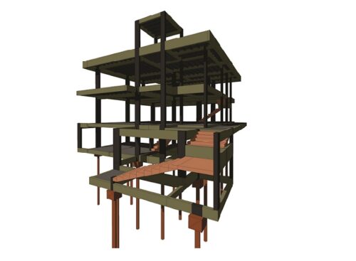 Imagem 3D do projeto TA. Projeto Estrutural Felipe Dircksen