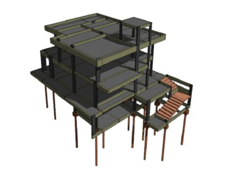 Imagem 3D do projeto TA. Projeto Estrutural Felipe Dircksen