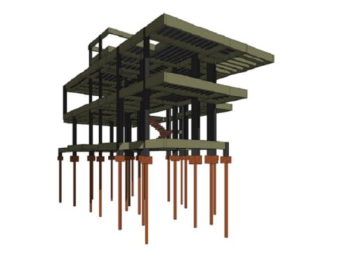 Imagem 3D do projeto WJ. Projeto Estrutural Felipe Dircksen