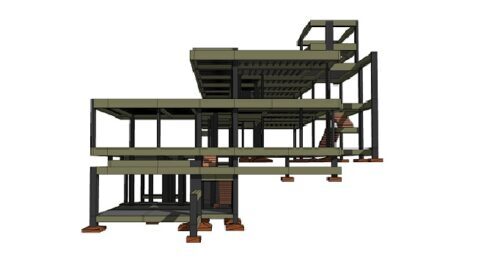 Imagem 3D do projeto EW. Projeto Estrutural Felipe Dircksen